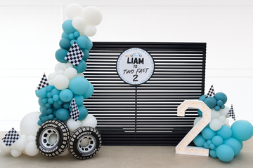 Too Fast Balloon Garland Bundle 🏁 | Slate Blue, White & Baby Blue
